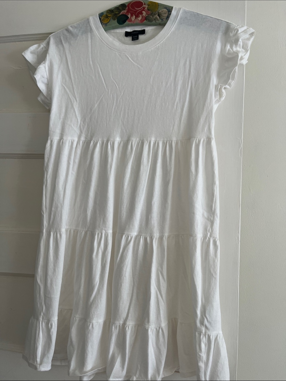Crew white cotton 3 tiered mini dress size xxs